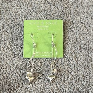 Seed & Sage Sterling Silver Dangle Heart Earrings Made in Mexico